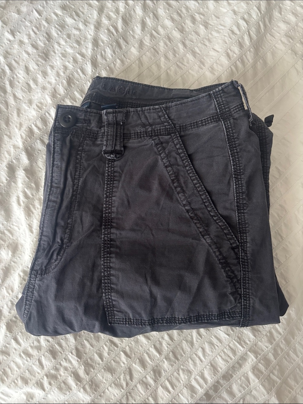 American Eagle Stretch Wide Leg Cargo Khaki Pants